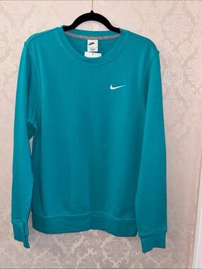Nike Men’s Teal Crewneck Pullover with White Swoosh
